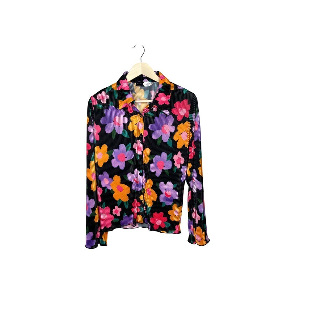 Piper and Scoot Women Multi Two Piece Set Size L/XL Plisse Flower Power - Picture 4 of 9